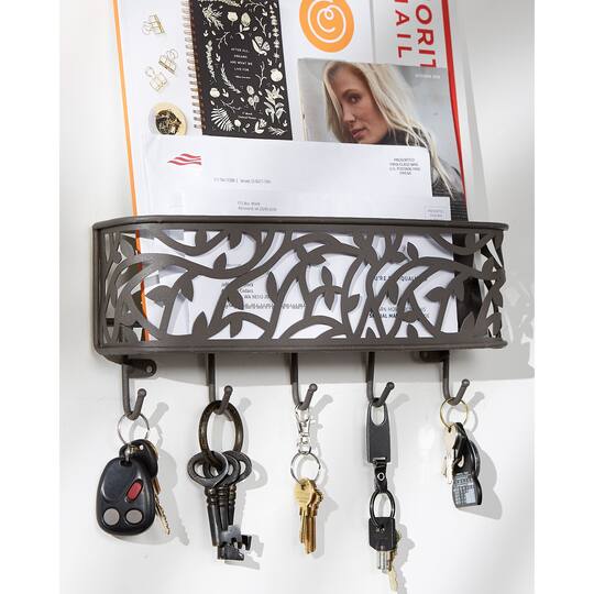 Large Wall Mount Mail & Key Organizer Bronze